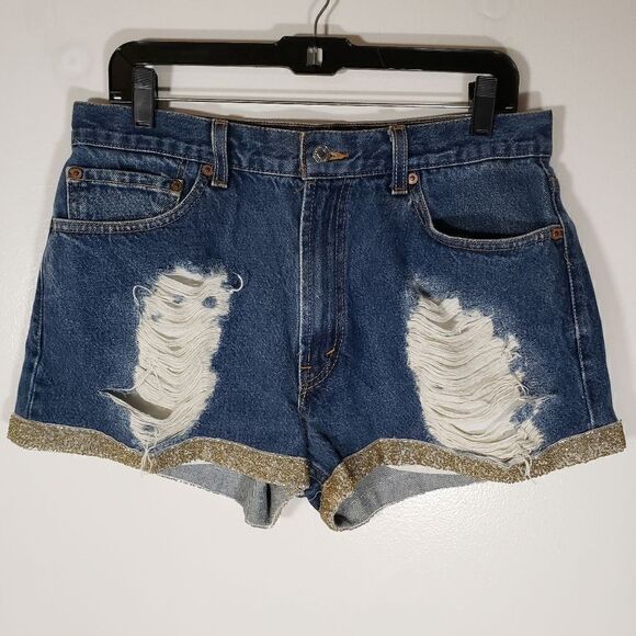 Furst of a Kind Rare Vintage Reworked Distressed Levi Shorts Size 32 - Picture 1 of 6